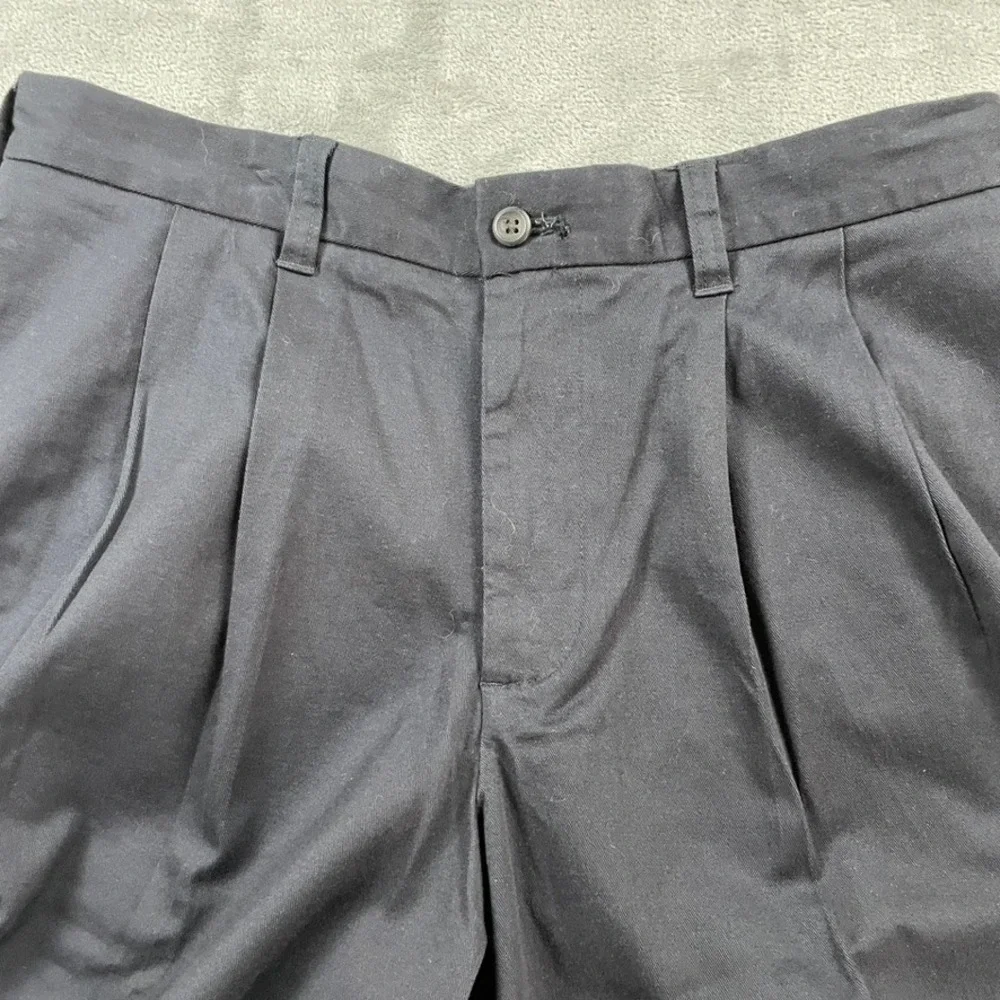 IZOD PerformX Mens Pleated Dress Pants Navy Blue 32x30 Stretch Cotton Trousers